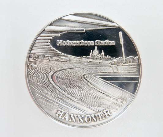 Medaille Hannover Niedersachsen Stadion 1000 Silber Fußball WM 1974 - Antikhandel-Stuttgart