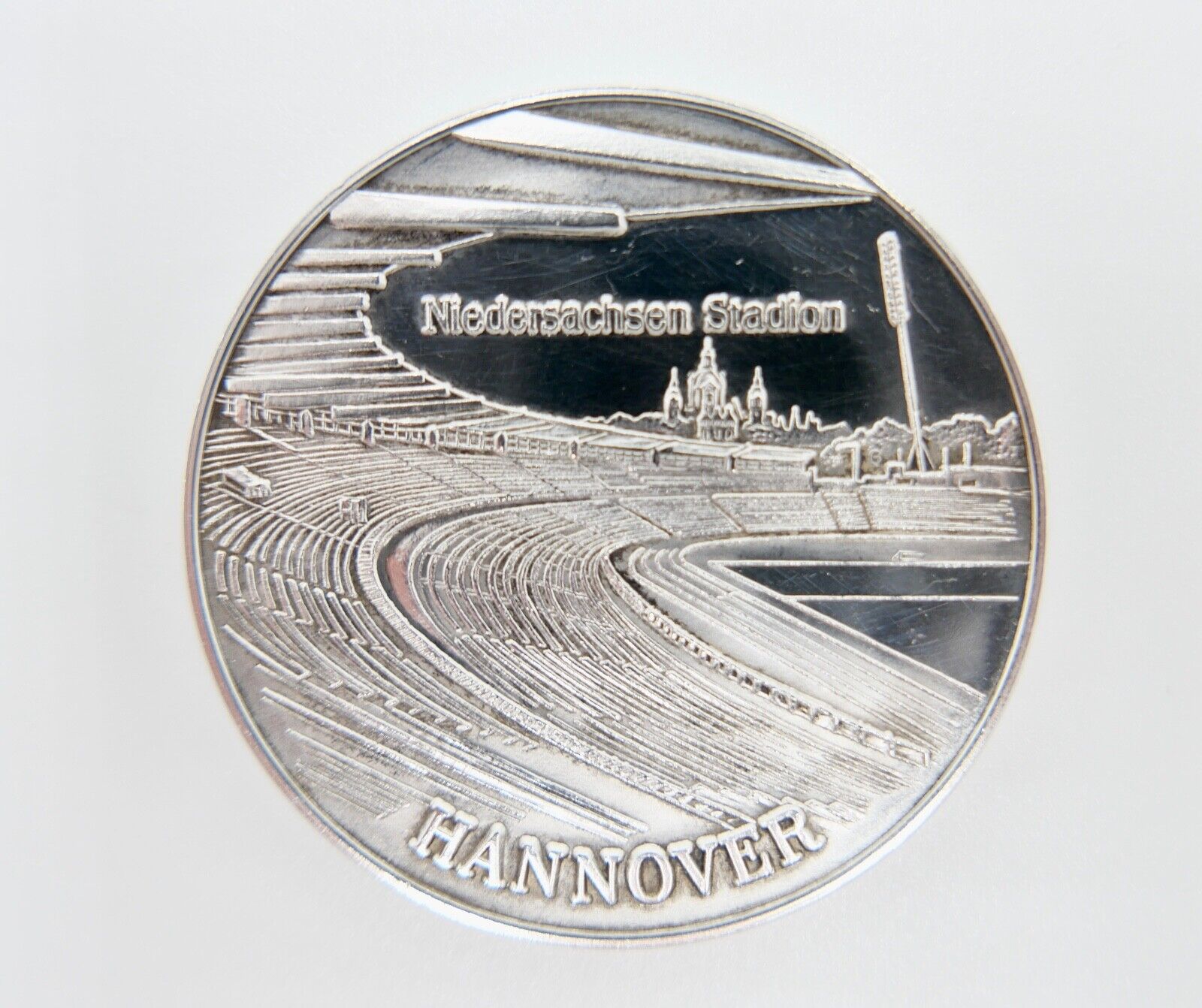 Medaille Hannover Niedersachsen Stadion 1000 Silber Fußball WM 1974 - Antikhandel-Stuttgart