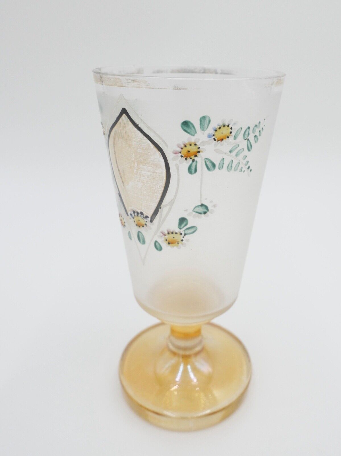 antik Glas / Becher handbemalt zum Andenken 15 cm hoch Gedenkglas - Antikhandel-Stuttgart