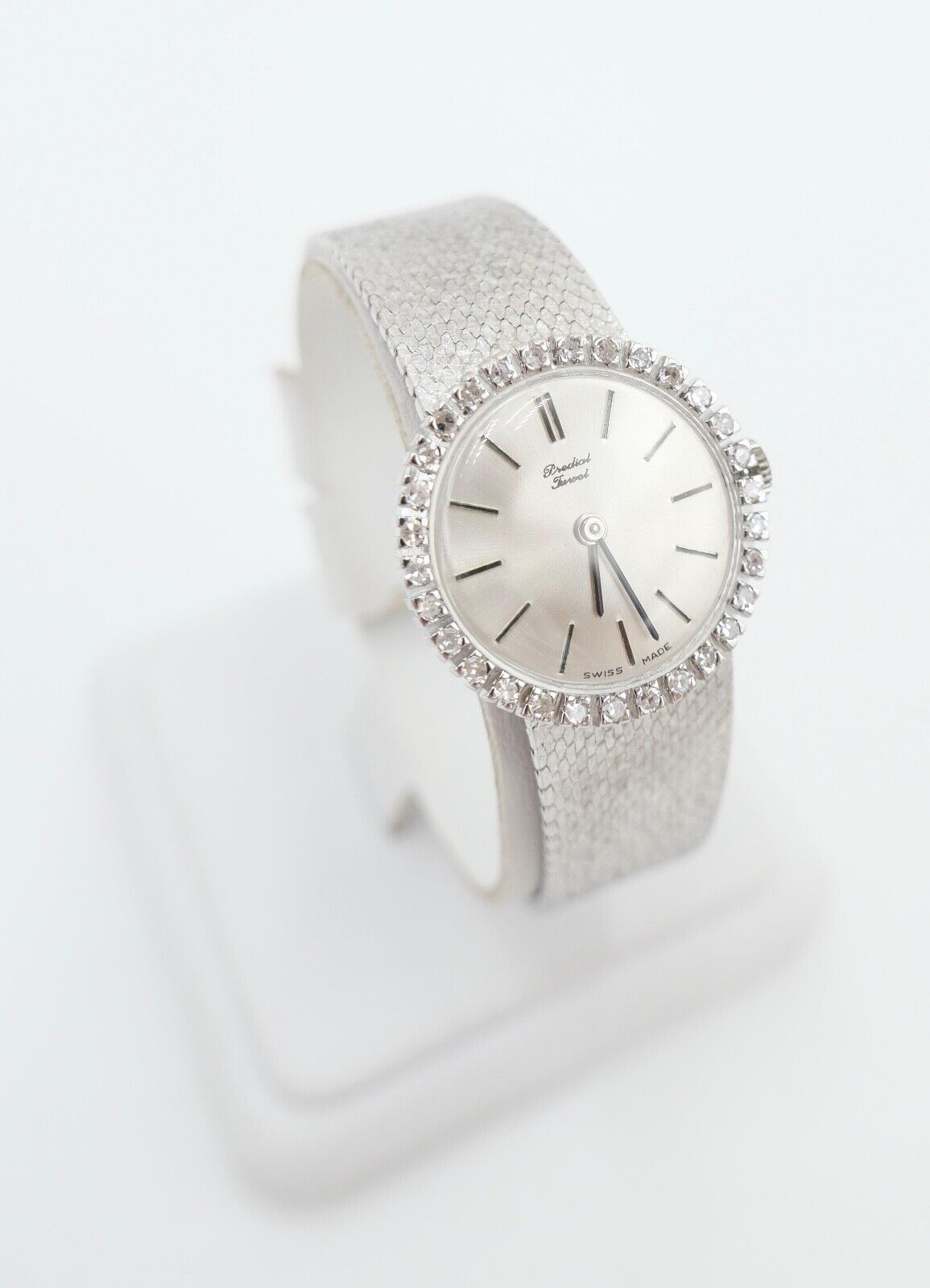 Elegante Predial Weißgold Damen Uhr mit Diamantbesatz 750/18K Lady watch Ø 24 mm - Antikhandel-Stuttgart