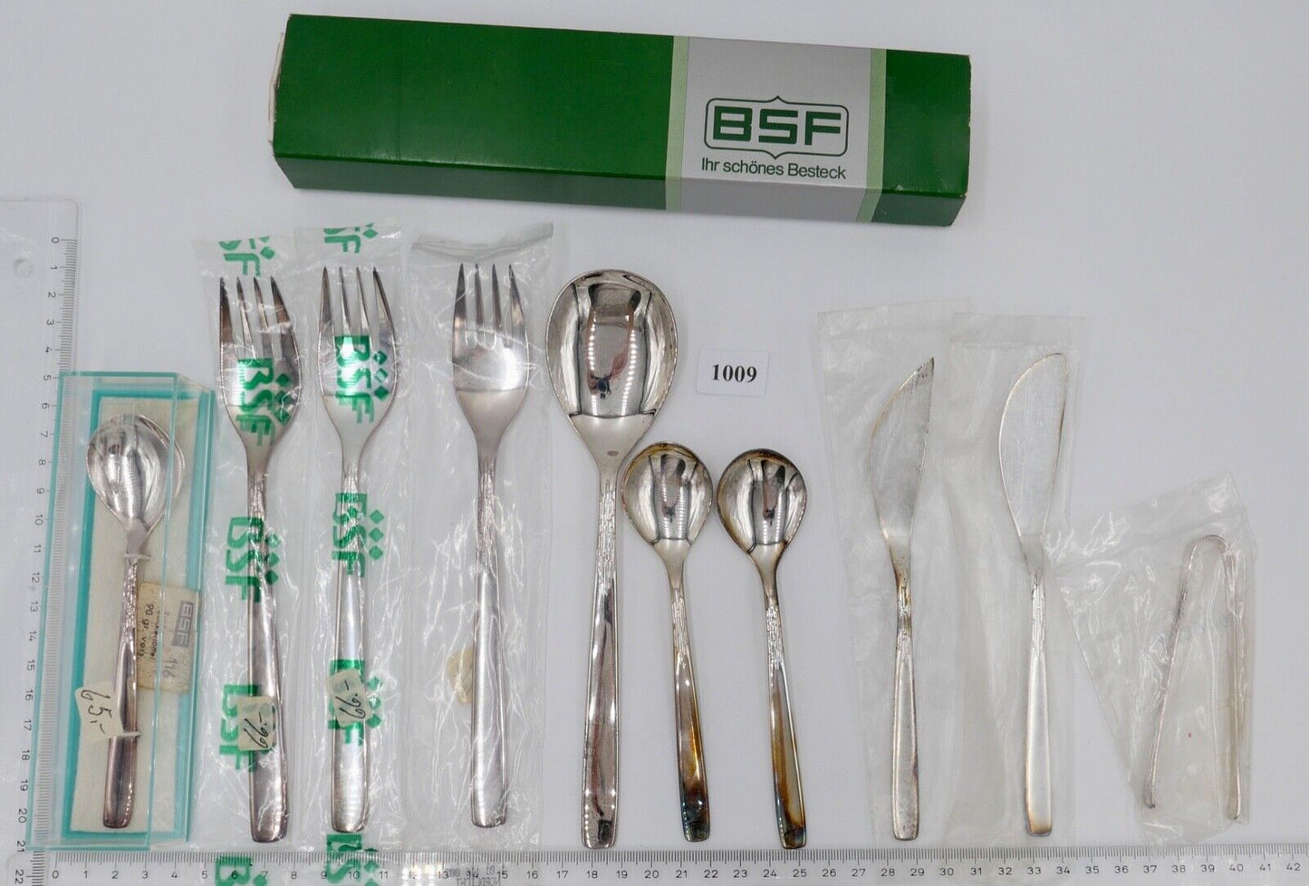 - NEU - 10 Teile BSF NORDLICHT 90er Silber Löffel Butter Fischmesser Zuckerzange - Antikhandel-Stuttgart