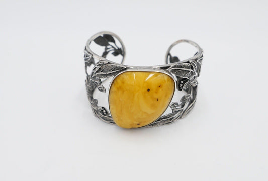 80er Jahre Designer MG Silber 925 Bernstein Armband Armreif P Posen Polen - Antikhandel-Stuttgart