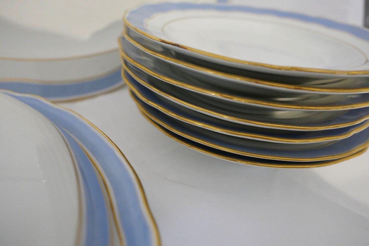 Knaufzeit seltenes Meissen Speiseservice Weiß Blau Gold Putto XXL Platte 1.Wahl - Antikhandel-Stuttgart