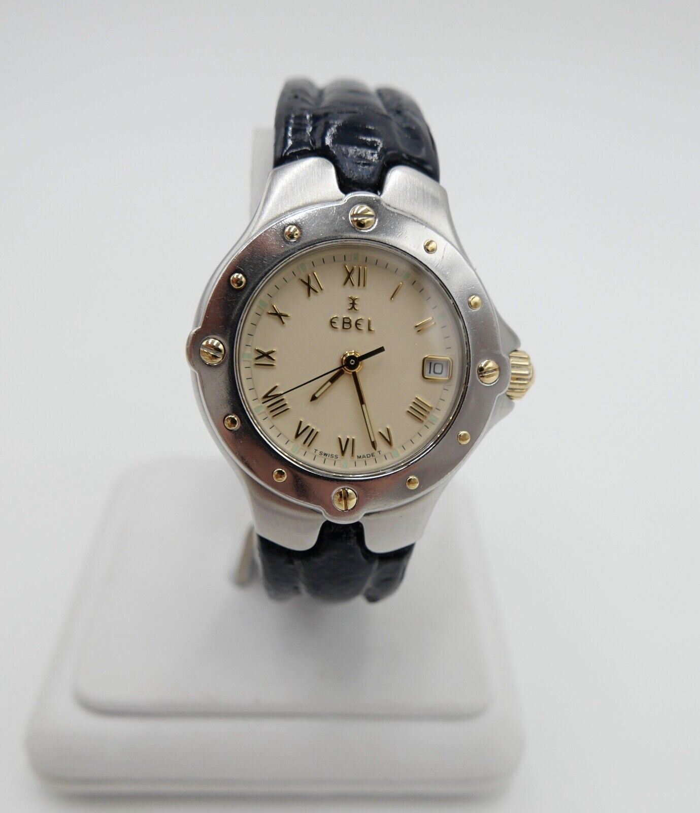 2000er EBEL SPORTWAVE QUARZ E6087621 blaues Lederband Damenuhr Ø 27mm - Antikhandel-Stuttgart