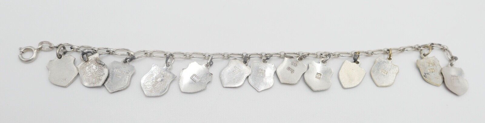 Bettelarmband mit Städte Wappen aus Emaille 800 Silber REU ANTIKO EHJ - Antikhandel-Stuttgart