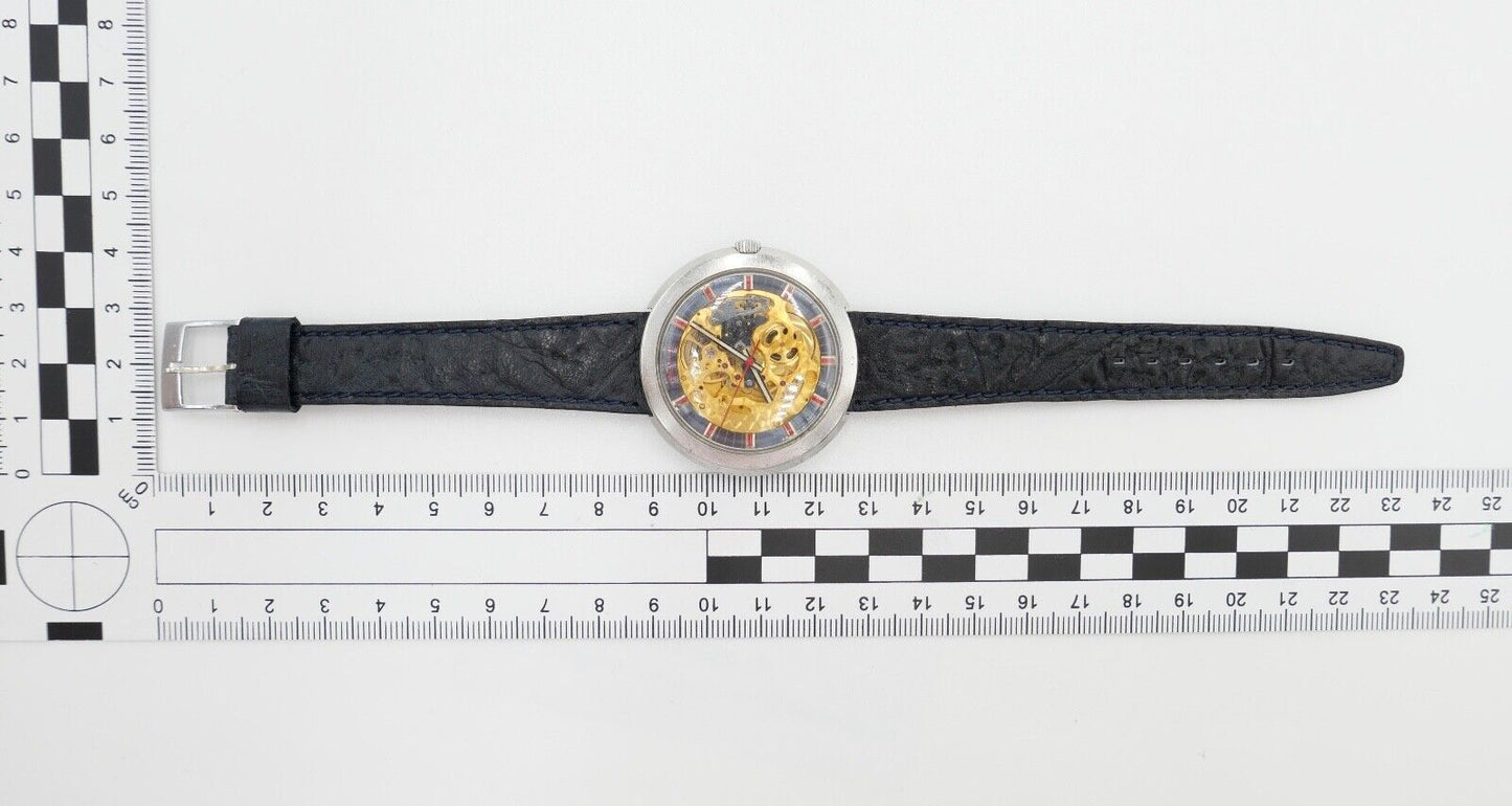 Revue Herren Armbanduhr Skelett Gehäuse Automatic Uhr MSR 1970er Vintage Ø40,7mm - Antikhandel-Stuttgart