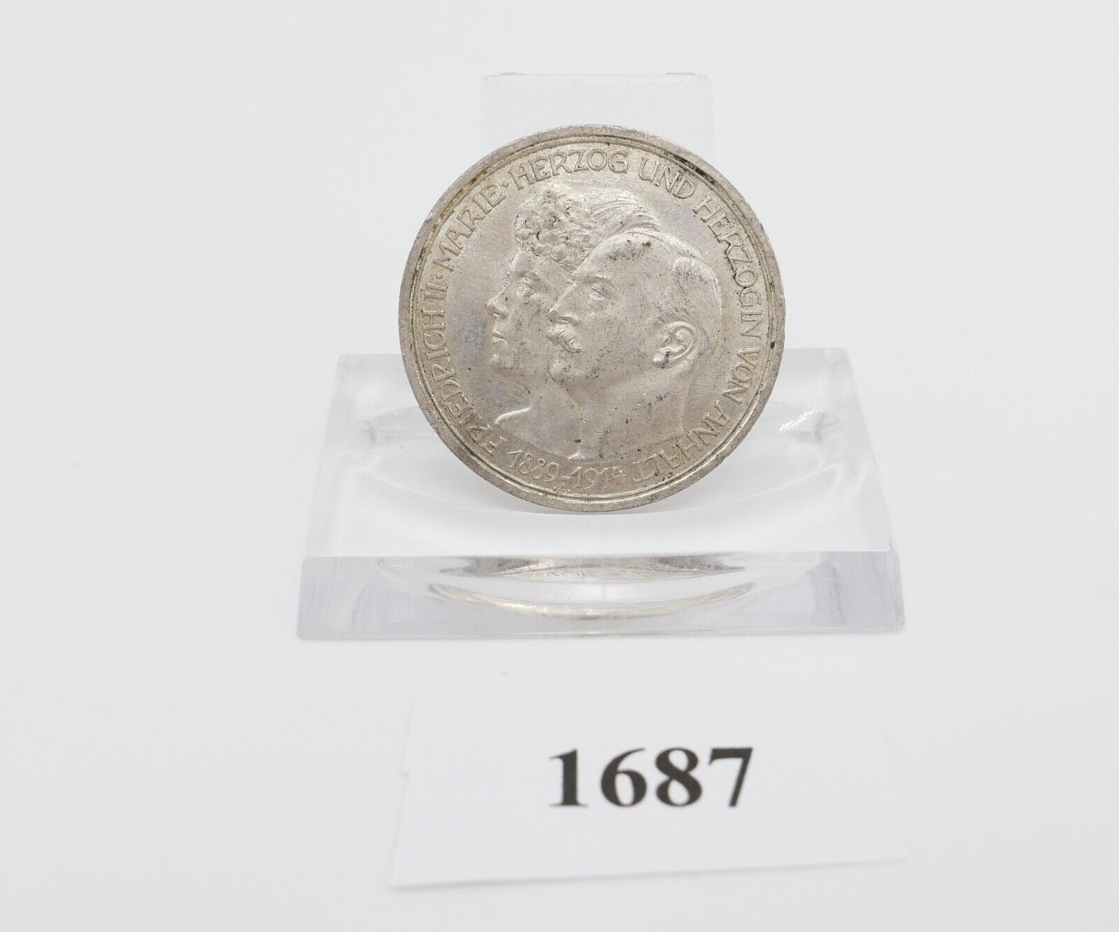 Silberhochzeit von Anhalt Friedrich II. Marie 3 Mark 1914 A Jäger J.24 VZ-STG - Antikhandel-Stuttgart