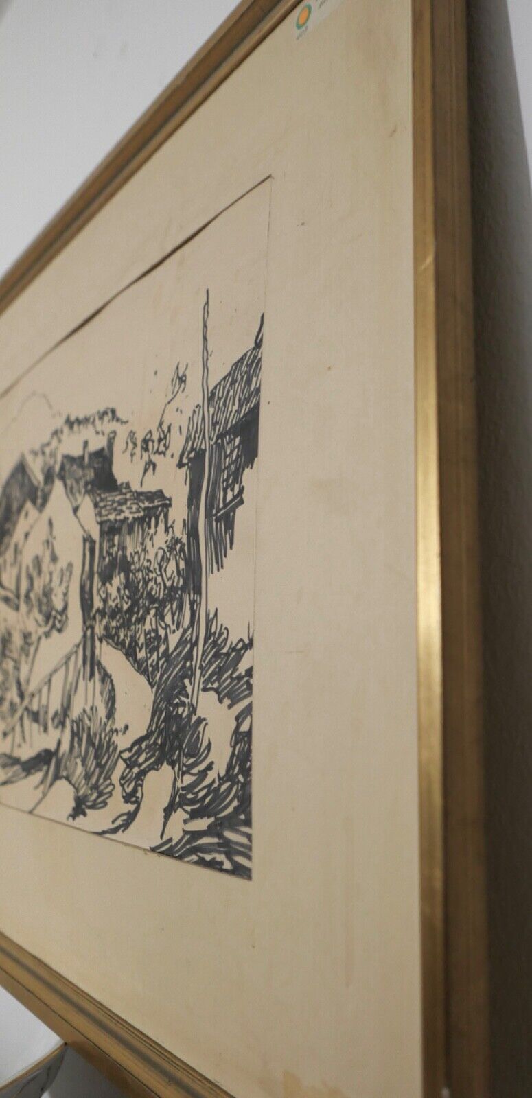 Alte Zeichnung signiert FRITZ WIEDERMANN " HÄUSERGRUPPE " 67x53 cm - Antikhandel-Stuttgart