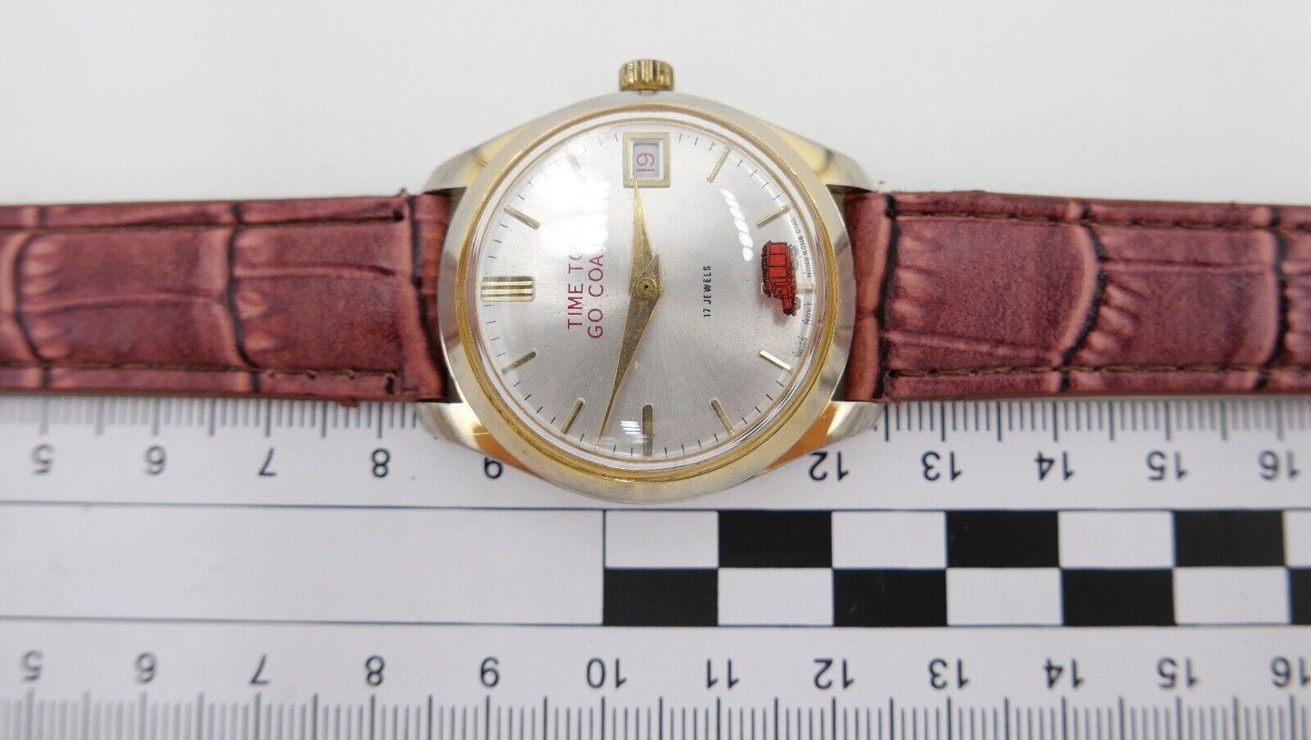 TIME TO GO COAL Ø 35mm Armbanduhr Kohle Bergwerk Zeche Spaß Uhr laufender LKW - Antikhandel-Stuttgart