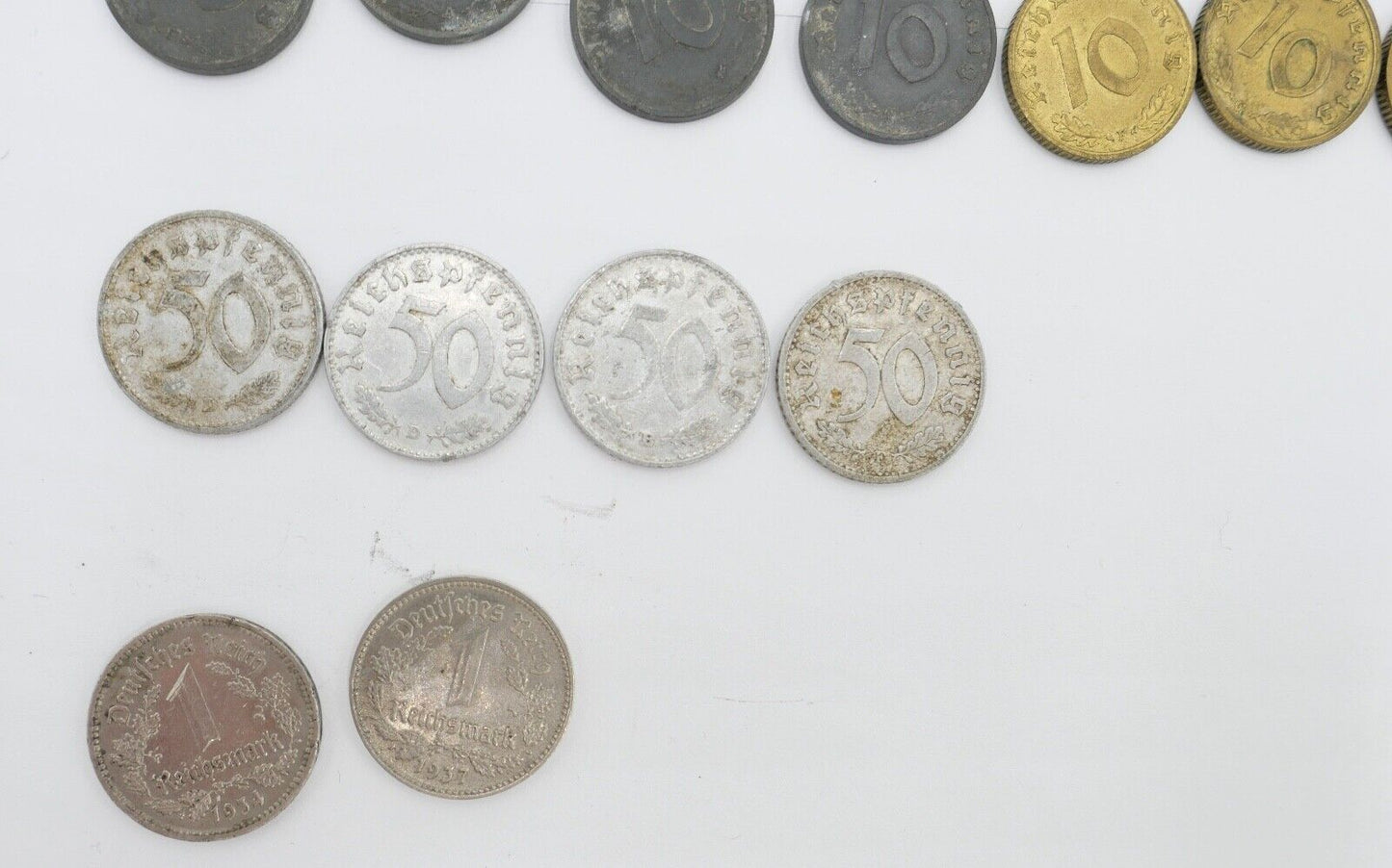 Reichsmark Drittes Reich J.354 1 Mark 2, 10, 5, 50, 1 Pfennig J.362 J.370 - Antikhandel-Stuttgart