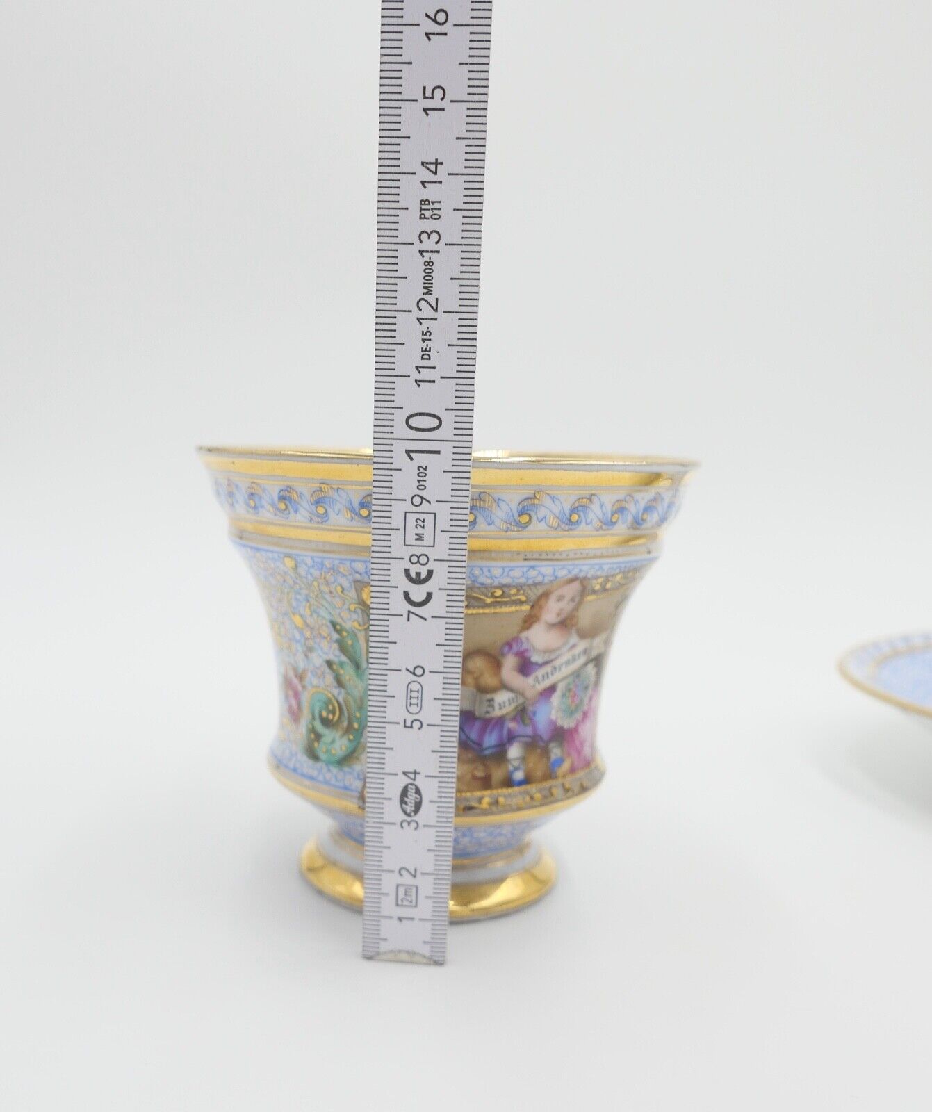 antike Historismus Porzellan Tasse & Untertasse August Rappsilber 1880-1886 - Antikhandel-Stuttgart