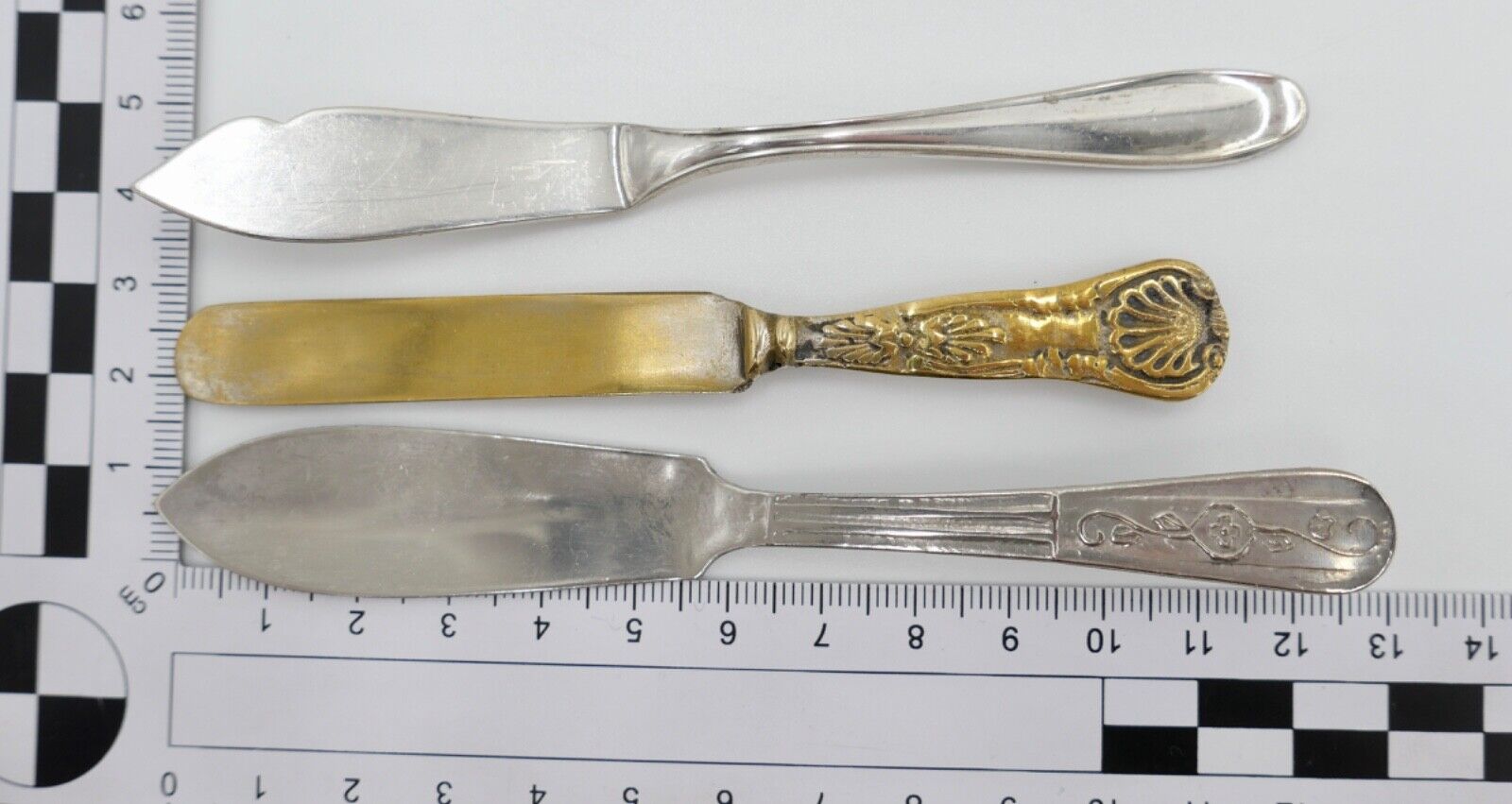 3 Tlg. vergoldet / versilbert Kinderbesteck Messer Fischbesteck alt antik - Antikhandel-Stuttgart