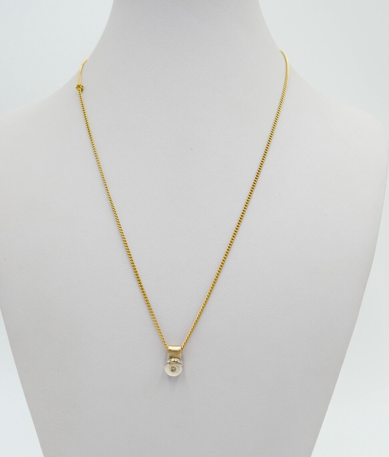 585 14K Gelb Weiß Gold SOLITÄR Bicolor Anhänger Fancy gelb Yellow Brillant 0,05 - Antikhandel-Stuttgart