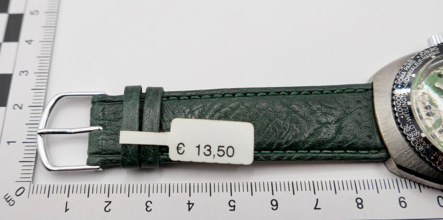 Sheffield Taucheruhr Weltuhr Herren Armbanduhr Automatik mit grünem Zifferblatt