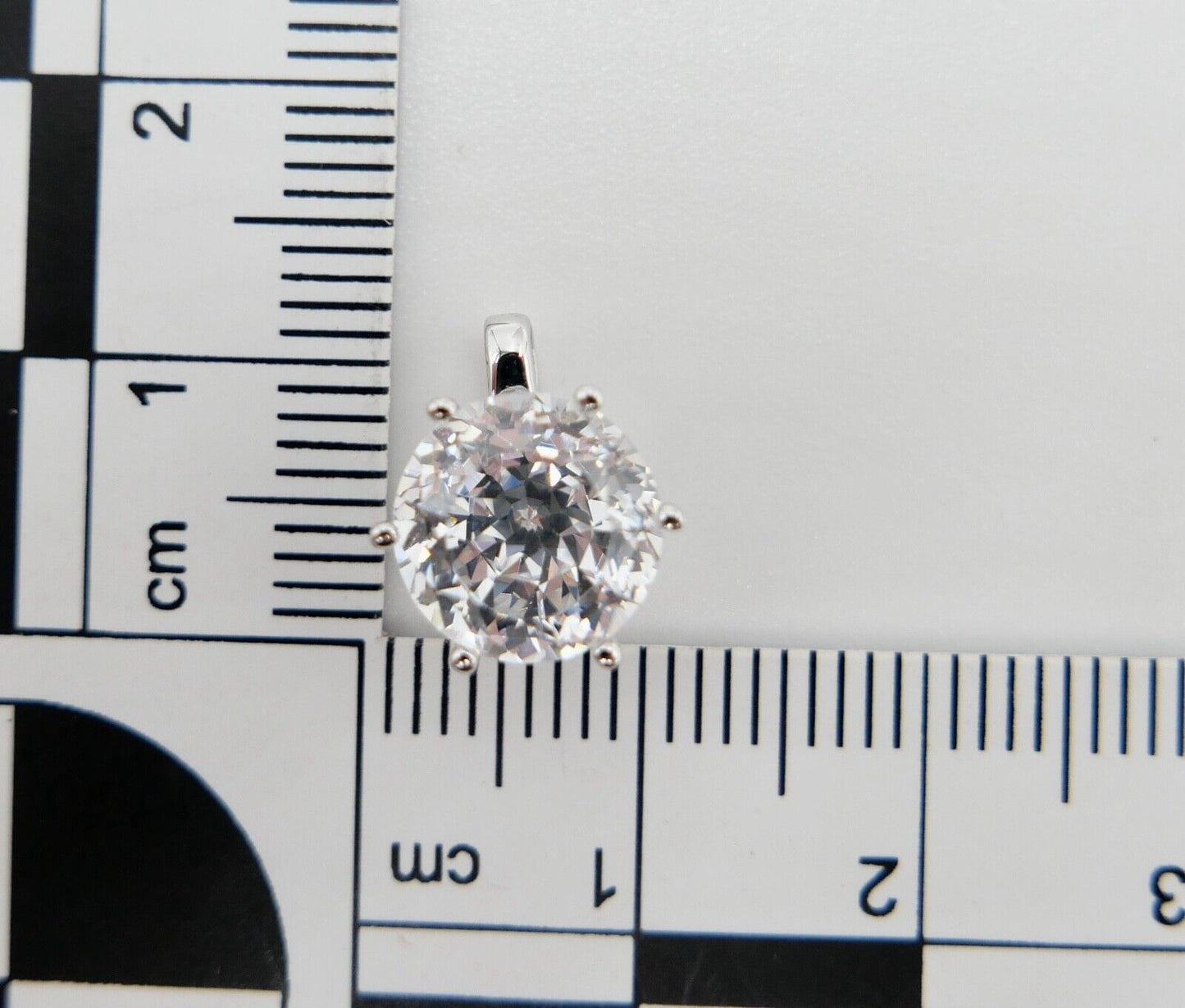 90er Jahre Solitär Weißgold 585 14K Anhänger mit Zirkonia DQCZ NEU - Antikhandel-Stuttgart