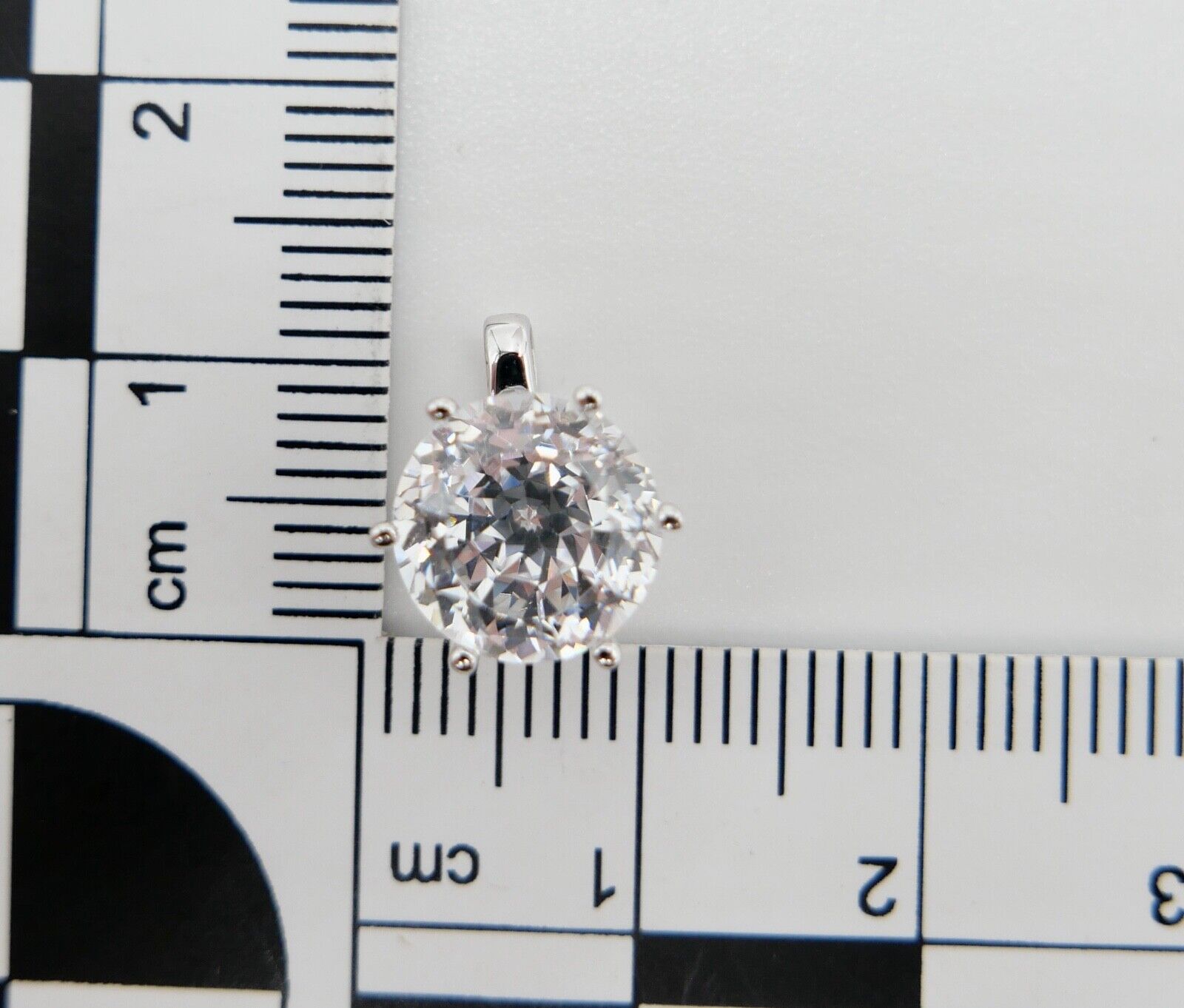 90er Jahre Solitär Weißgold 585 14K Anhänger mit Zirkonia DQCZ NEU - Antikhandel-Stuttgart