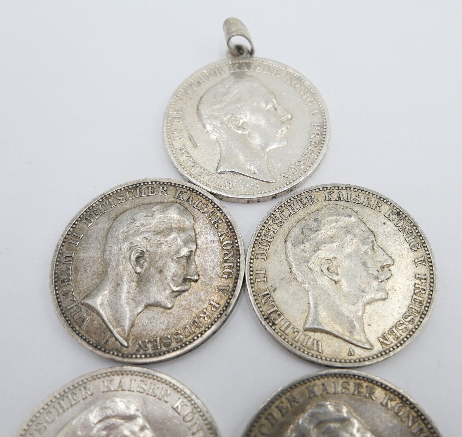 5 Stück 3 Mark 1908 Wilhelm II. Jäger J.103 Dt. Kaiserreich Silber Preussen - Antikhandel-Stuttgart