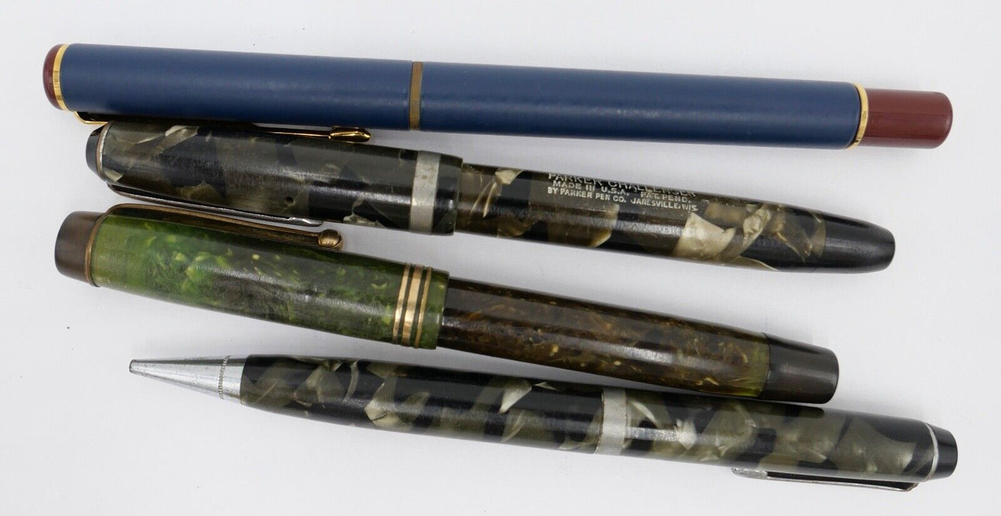Konvolut Posten 4 PARKER Füller Kugelschreiber 14Ct / 585 Gold Feder Challenger - Antikhandel-Stuttgart