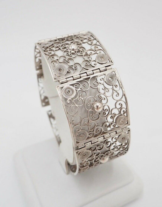 antikes filigranes Silber Armband 835 im Jugendstil floral Blumenmuster - Antikhandel-Stuttgart