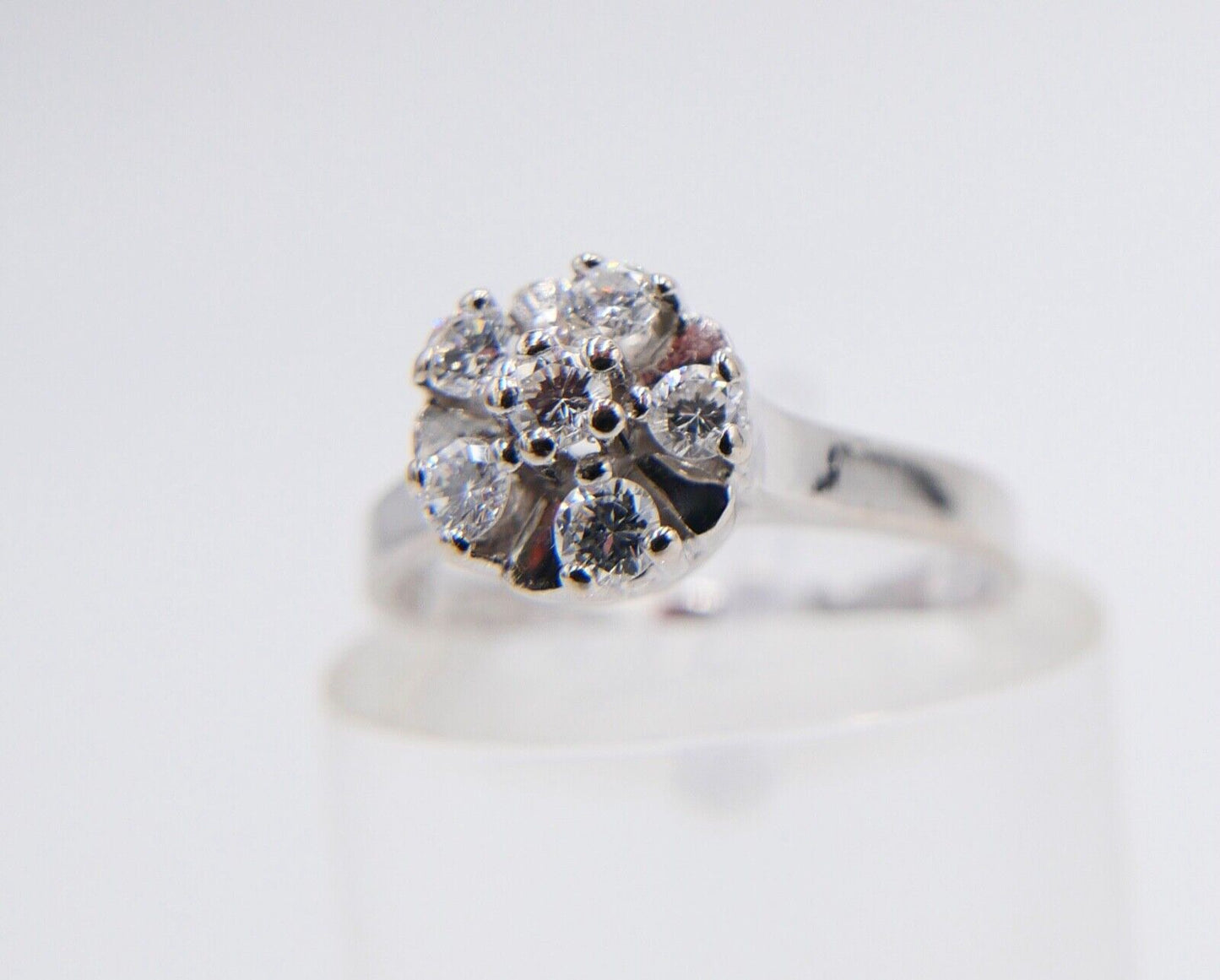 Cocktailring Entourage Brillant Weißgold Damen Ring 0,36 Ct 585 14K Gr. 52 - Antikhandel-Stuttgart