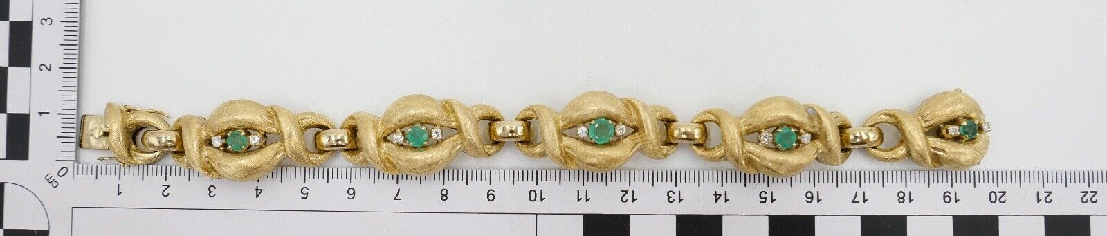 schweres 80er Jahre 750 18K Gelbgold Damen Armband Brillant & Smaragd F.RO 279AL - Antikhandel-Stuttgart
