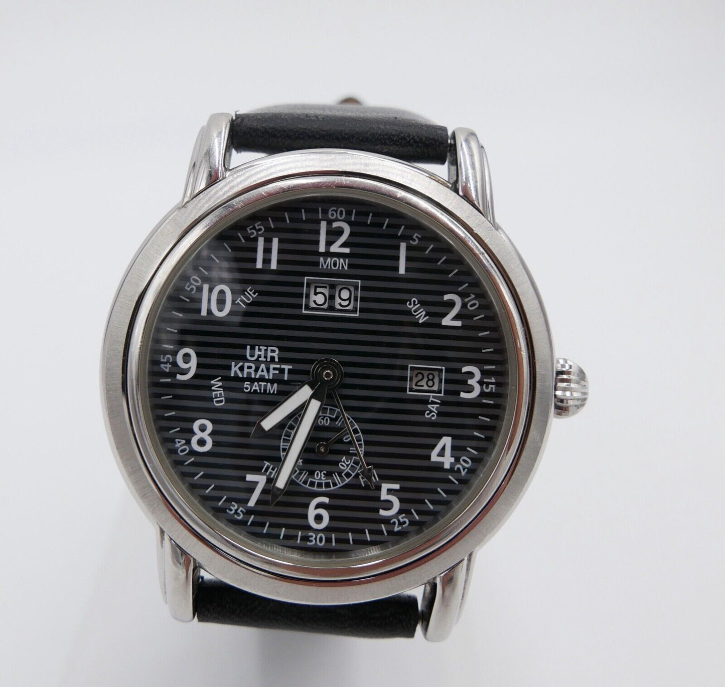 Uhr Kraft Quarz Chronograph Lederband Herrenuhr - Antikhandel-Stuttgart