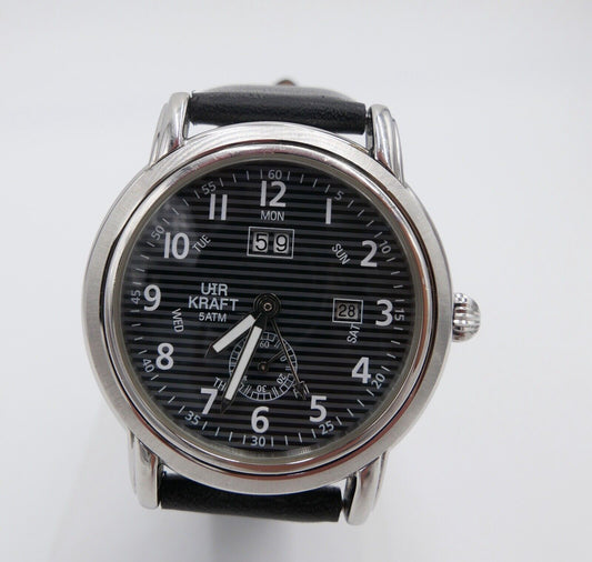 Uhr Kraft Quarz Chronograph Lederband Herrenuhr - Antikhandel-Stuttgart