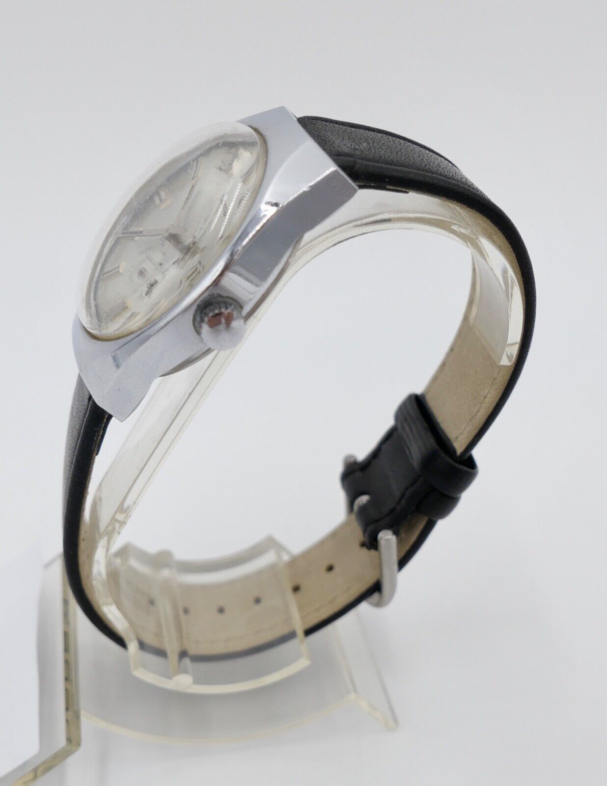 Vintage 70er Jahre GAMA FE 233-66 Handaufzug 34x38 mm Edelstahl neues Lederband - Antikhandel-Stuttgart