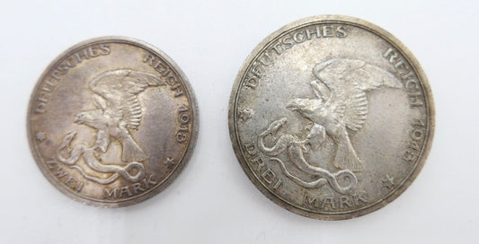 2 & 3 Mark 1913 Preußen Deutsches Reich Coin Münze Jäger 109 110 Der König Rief - Antikhandel-Stuttgart