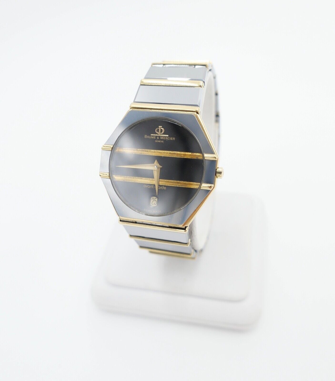 Baume & Mercier 32mm Avant-Garde 5138038 1830 Gold / Wolfram Herren Uhr 18K 80er - Antikhandel-Stuttgart