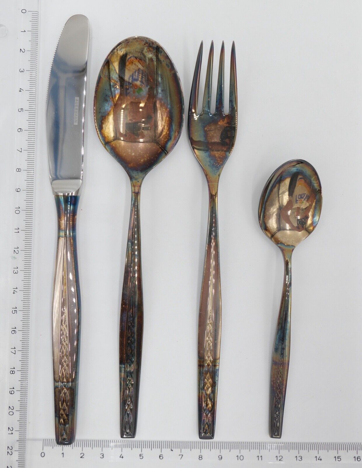 - NEU - OVP 4 Tlg AUERHAHN BAL PARÉ Menübesteck 90er Silber Löffel Gabel Messer - Antikhandel-Stuttgart