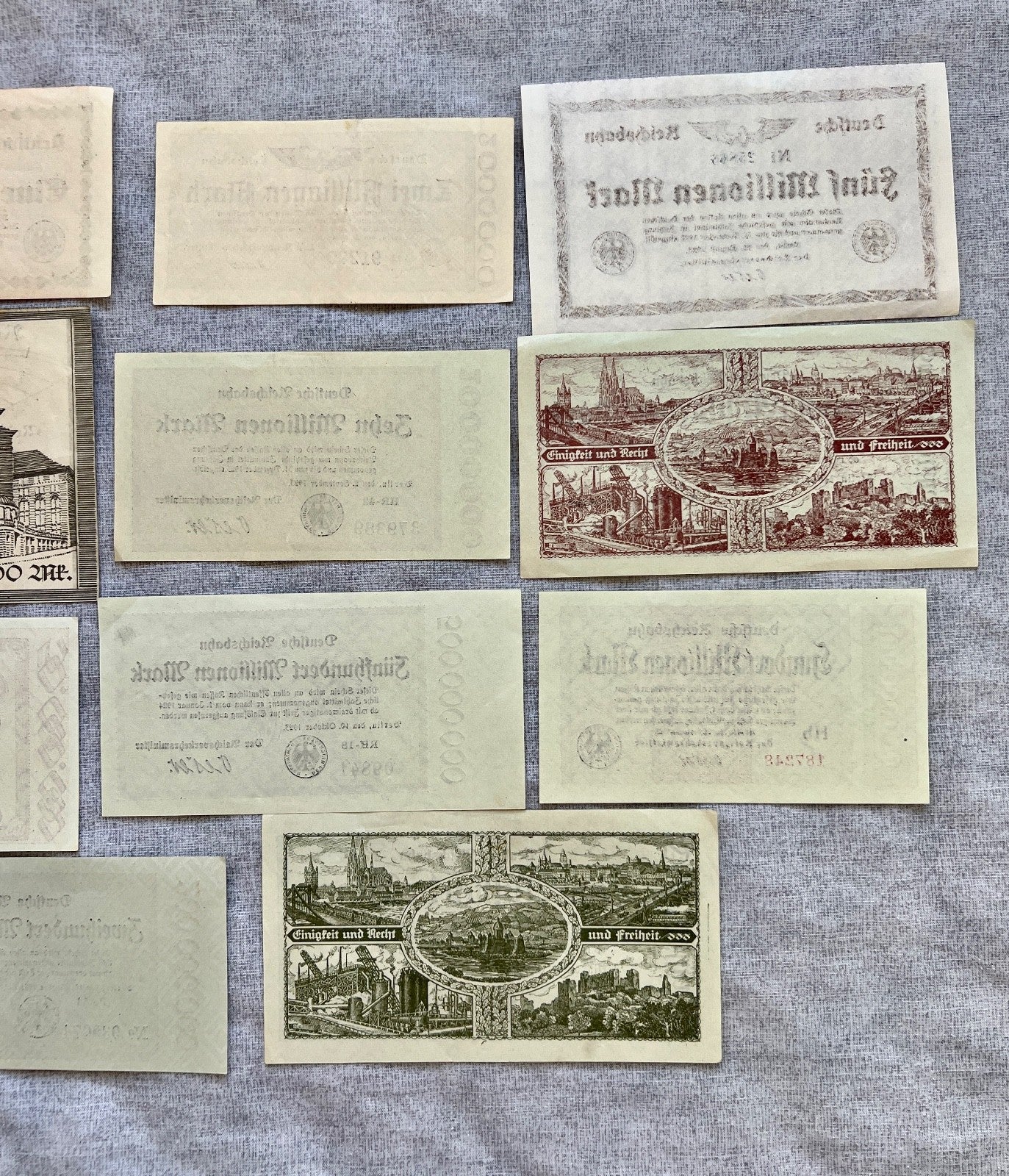 Posten 11x Inflation Geldscheine Banknoten Mio Mrd Mark UNC Reichsbahn Berlin