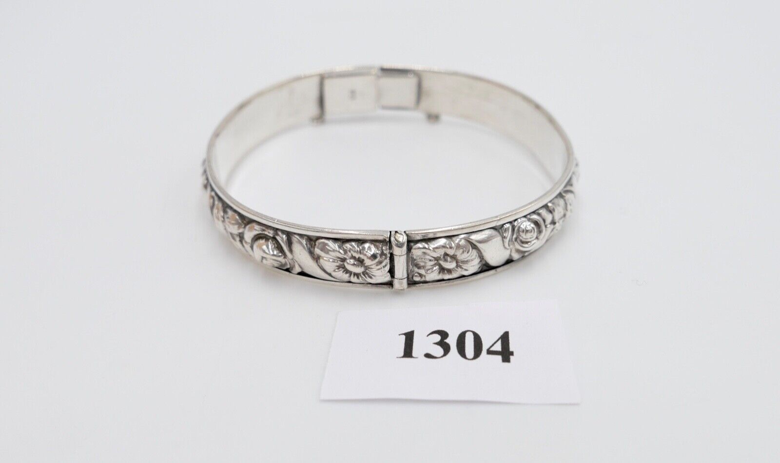 60er Jahre florales im Jugendstil Armband Silber 835 Blumendekor - Antikhandel-Stuttgart