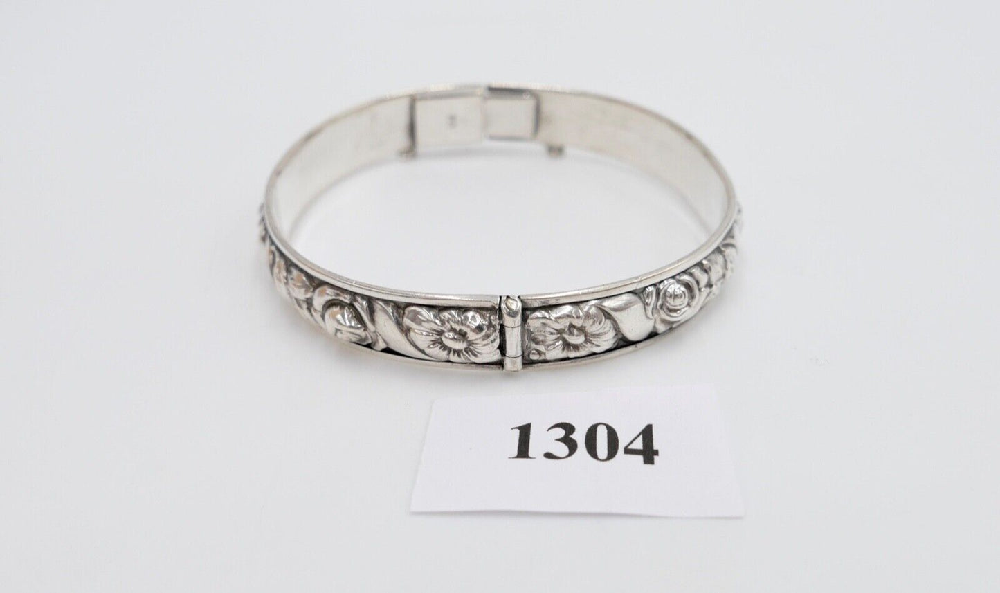 60er Jahre florales im Jugendstil Armband Silber 835 Blumendekor - Antikhandel-Stuttgart