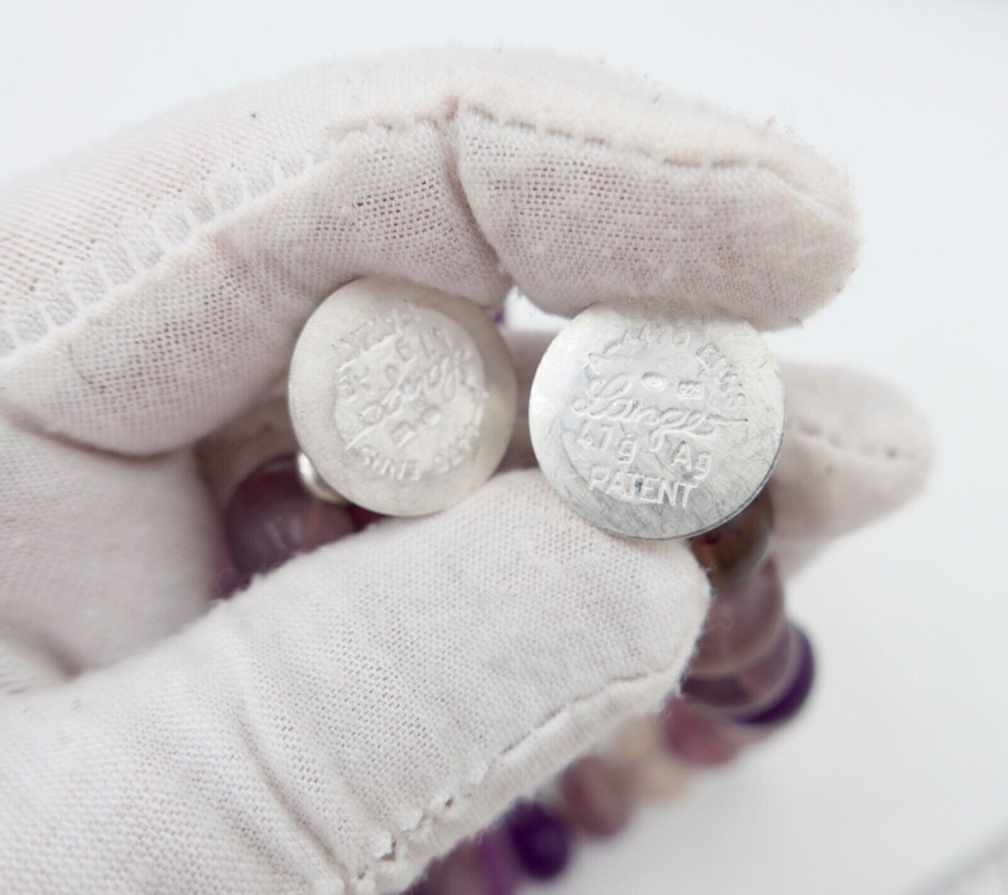 Amethyst Armband 925 Silber & 750 Gold Elementen LANGER Magnet Verschluss - Antikhandel-Stuttgart