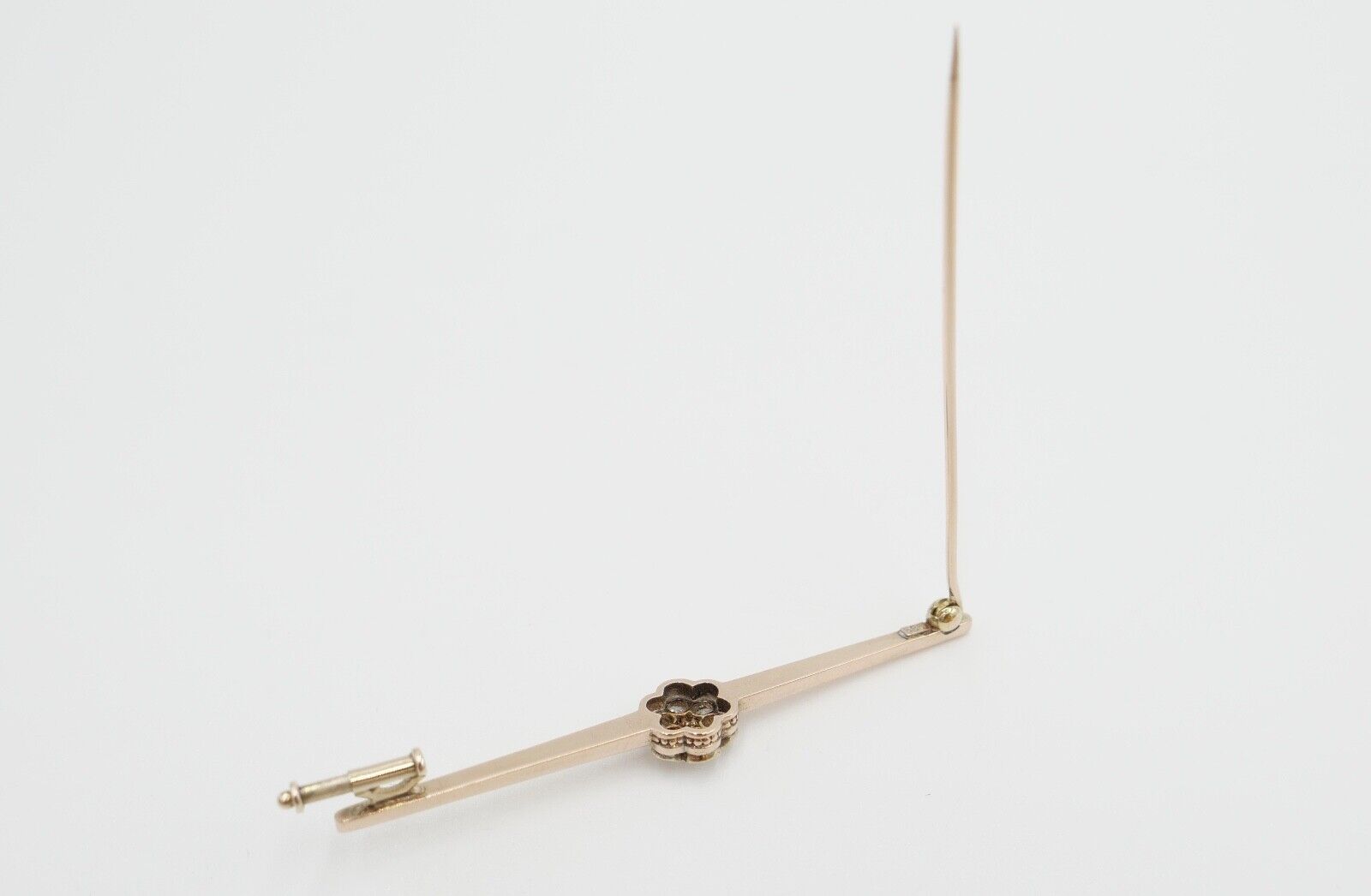 30er Jahre Brosche Bajonettverschluß 62mm 585 Rotgold Übergangsschliff Diamant - Antikhandel-Stuttgart