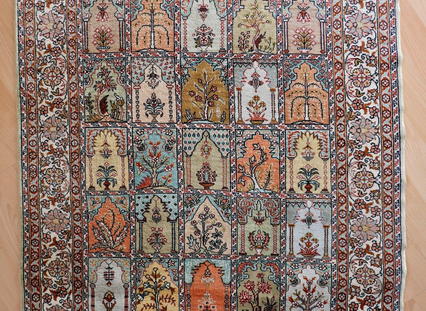 Ghom Orientteppich Perserteppich Seide Handgeknüpft 127x78 cm Knoten Silk - Antikhandel-Stuttgart