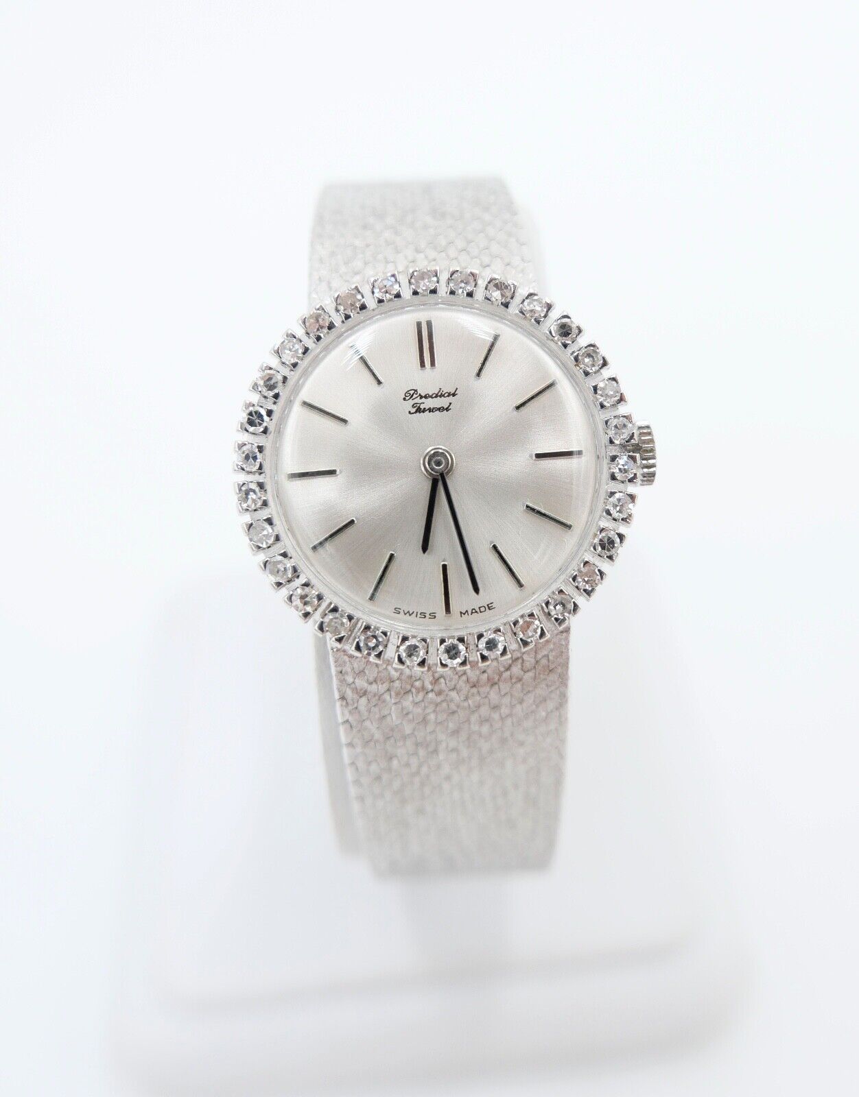 Elegante Predial Weißgold Damen Uhr mit Diamantbesatz 750/18K Lady watch Ø 24 mm - Antikhandel-Stuttgart