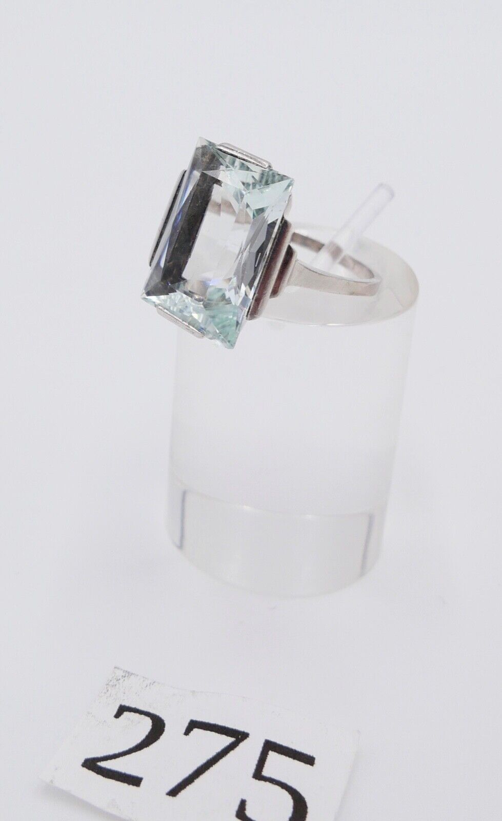 13 Ct Solitär Weißgold Gold Damen Ring 585 14K Natürlicher Aquamarin Gr53-54 TOP - Antikhandel-Stuttgart