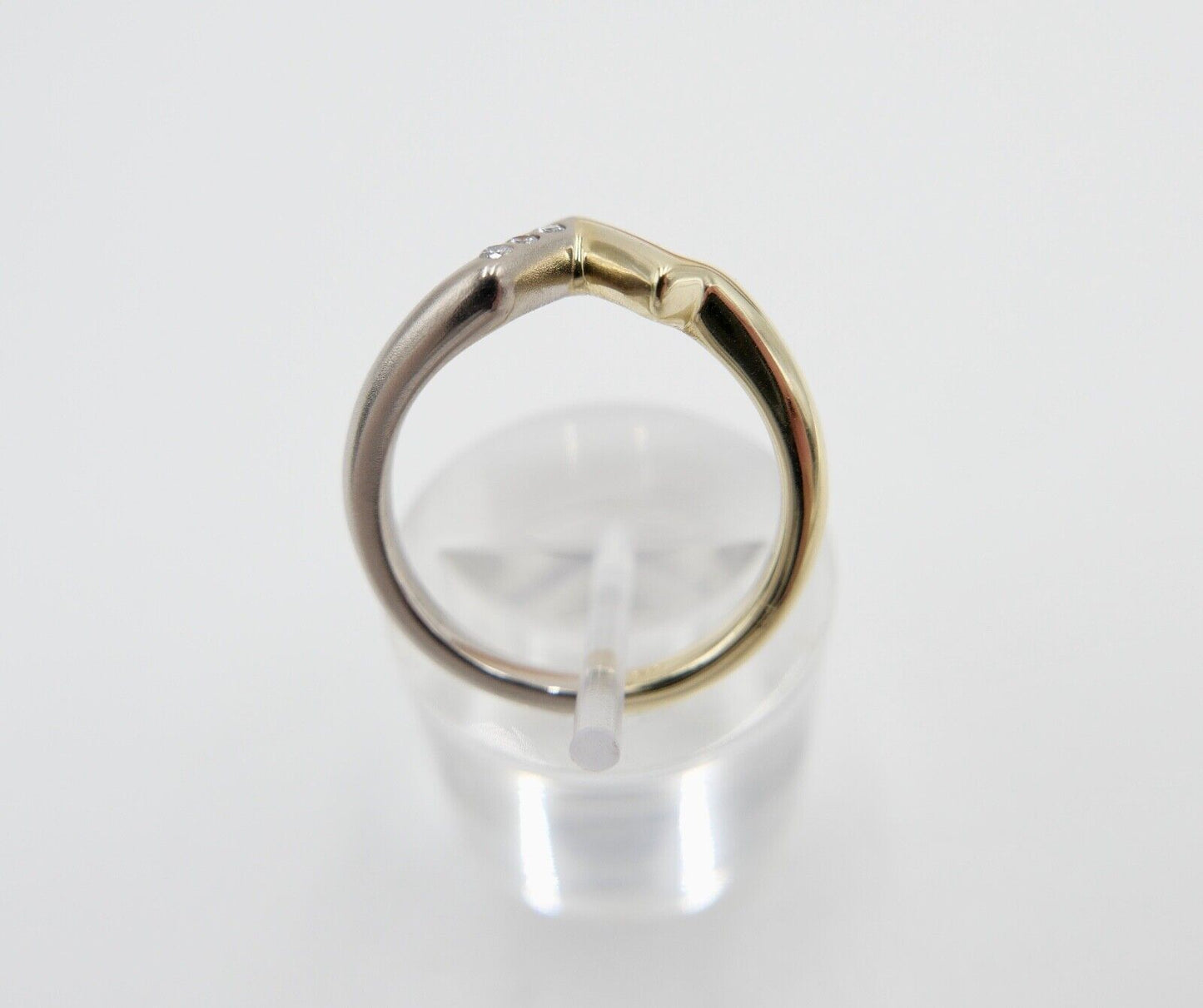 Wishbone V-Form Bicolor Weiß Gelb Gold Brillant Ring 585 14K Gr. 55 Diamanten - Antikhandel-Stuttgart