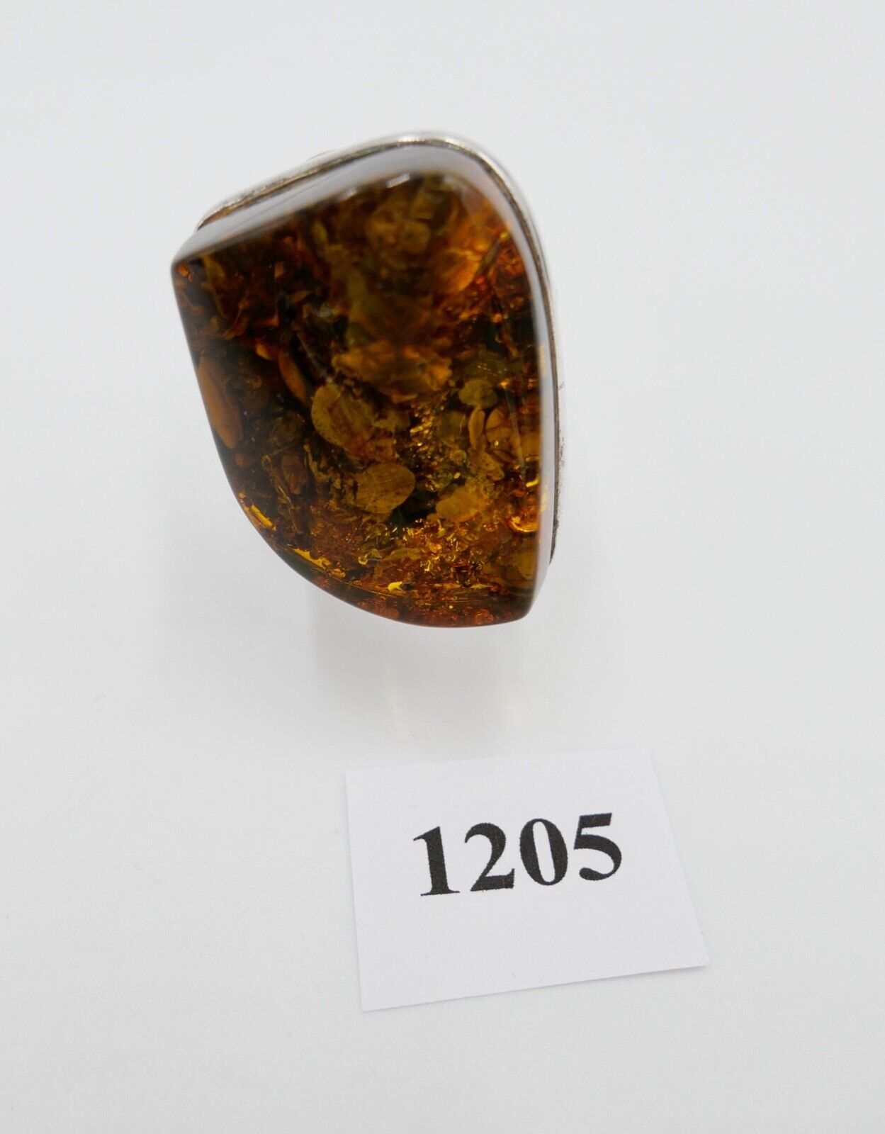 Bernstein Designer Ring Gr. 57 Silber - Antikhandel-Stuttgart