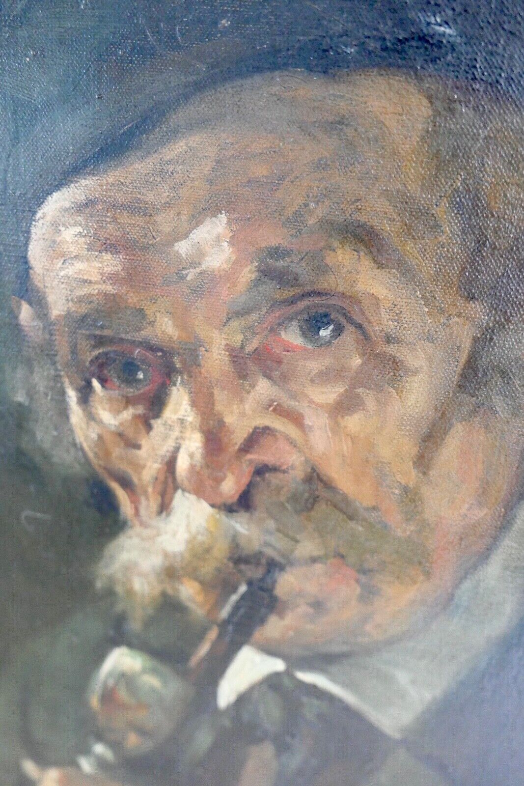 68,5 x 56 cm DUBOIS Gemälde um 1910 Öl auf Leinwand " Pfeifenraucher " - Antikhandel-Stuttgart