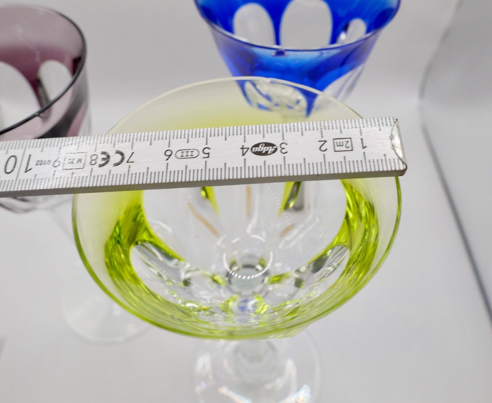 3x original bunte Bleikristall Weingläser " MOSER " LADY HAMILTON " 18,5 cm - Antikhandel-Stuttgart