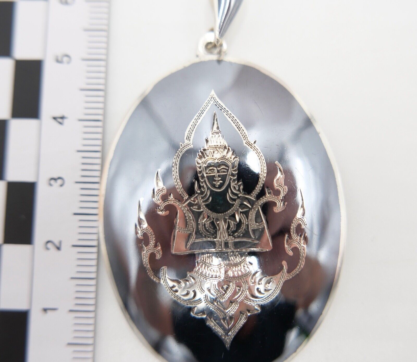 Siam Sterling 925 Silber Anhänger mit Emaille Motiv: Göttin - Antikhandel-Stuttgart