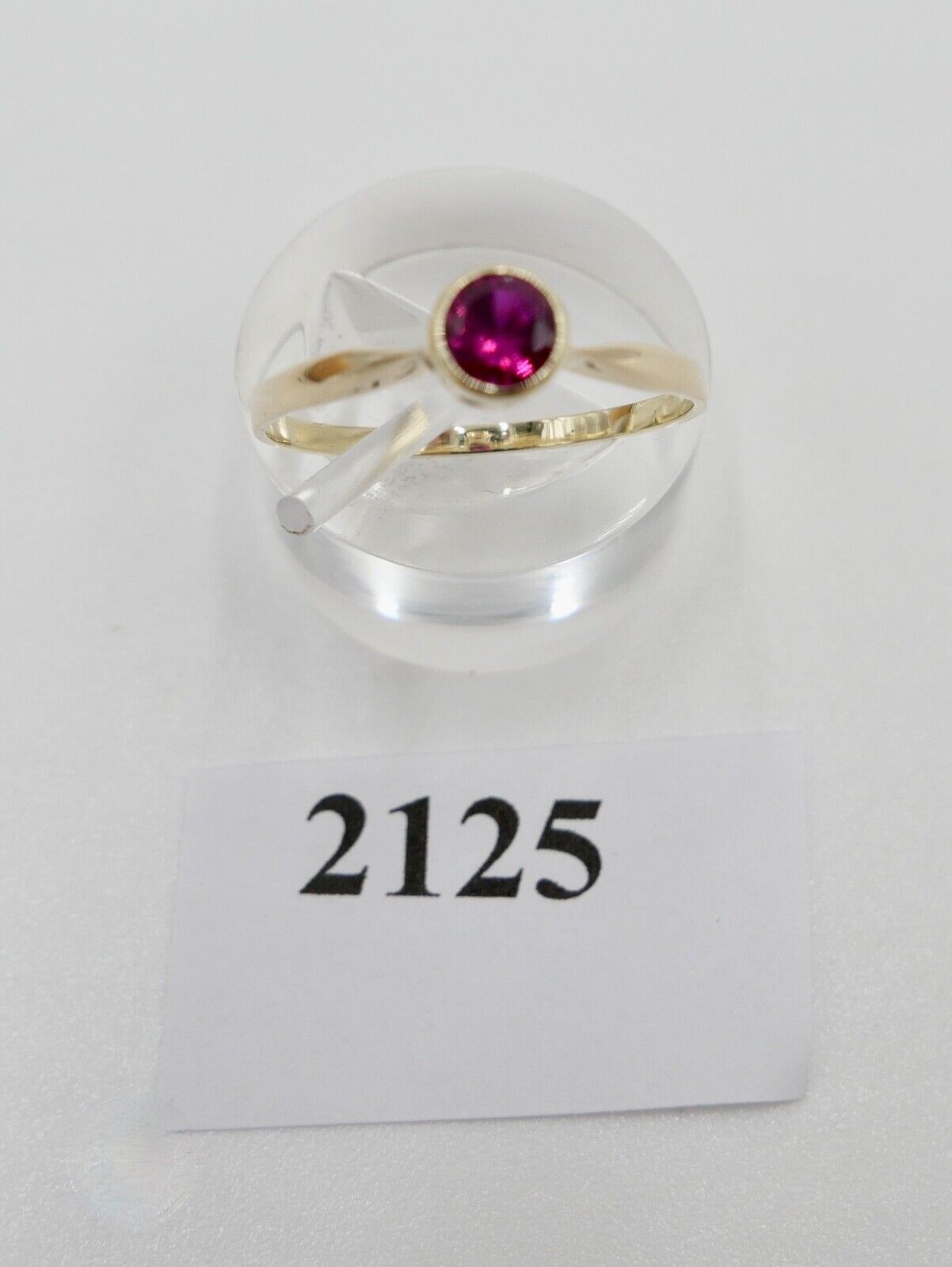 1950er Jahre Damenring Gold 585 / 14K mit synth. Rubin Gr. 59 - Antikhandel-Stuttgart