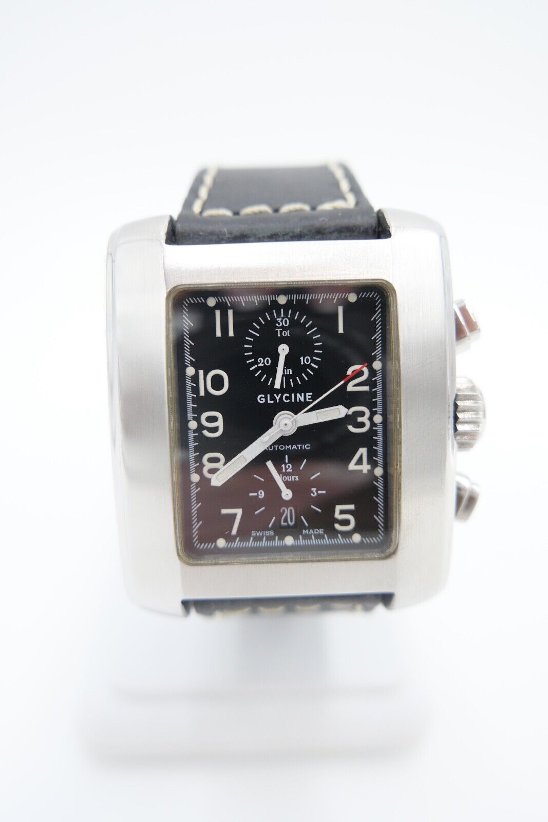 Glycine Le Grand Carré Automatik Chronograph 49x39 mm Ref. 3810 Cal. 7750 Stahl - Antikhandel-Stuttgart