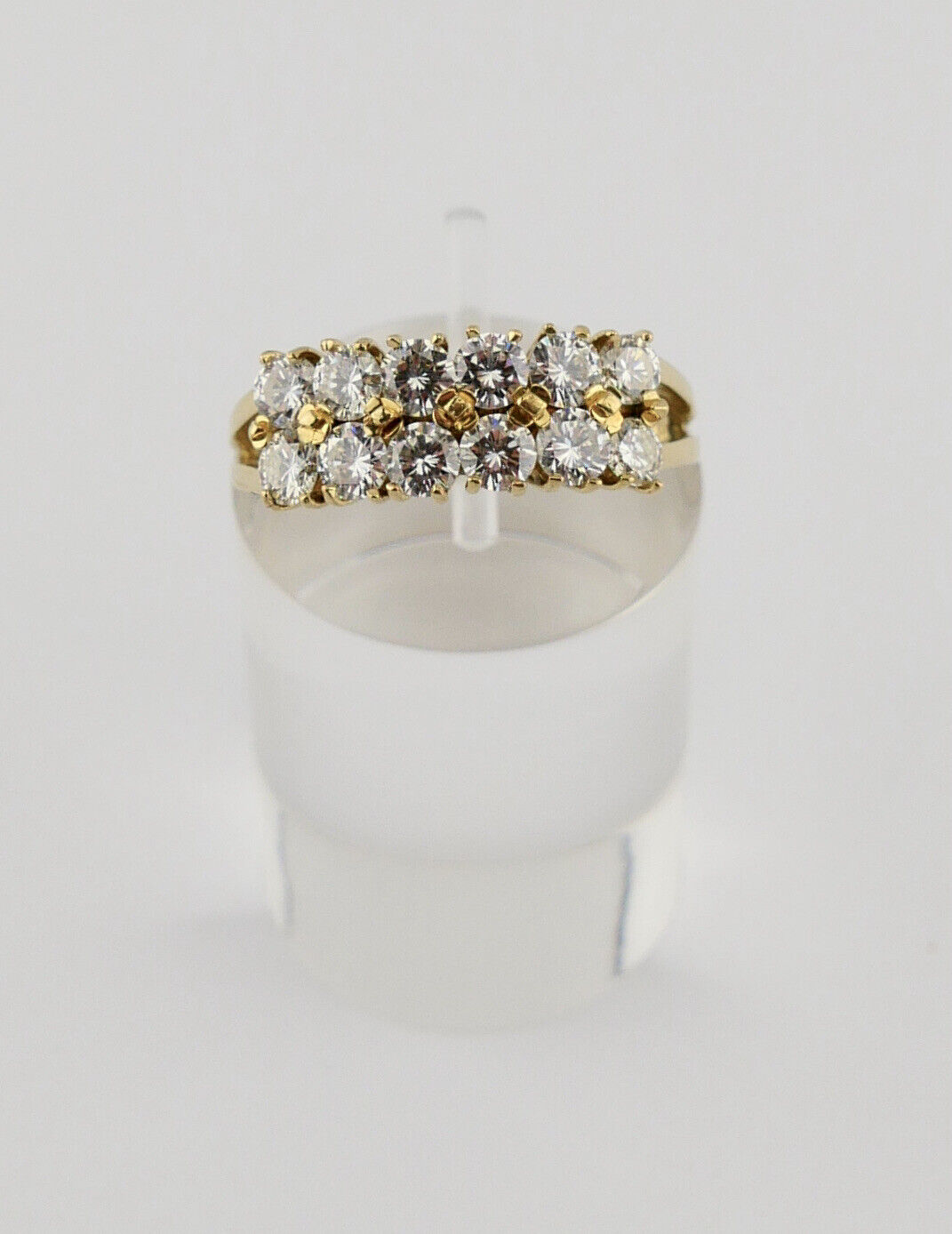 Luxus Gelbgold Ring 1,56 Ct VVS 12 Brillanten 750 18K Gr. 59 halb memory - Antikhandel-Stuttgart