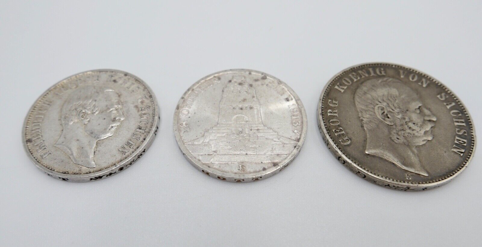 3x 3 & 5 Mark 1903 1909 1913 Sachsen Jäger J. 130 135 140 Münzen Friedrich Georg - Antikhandel-Stuttgart