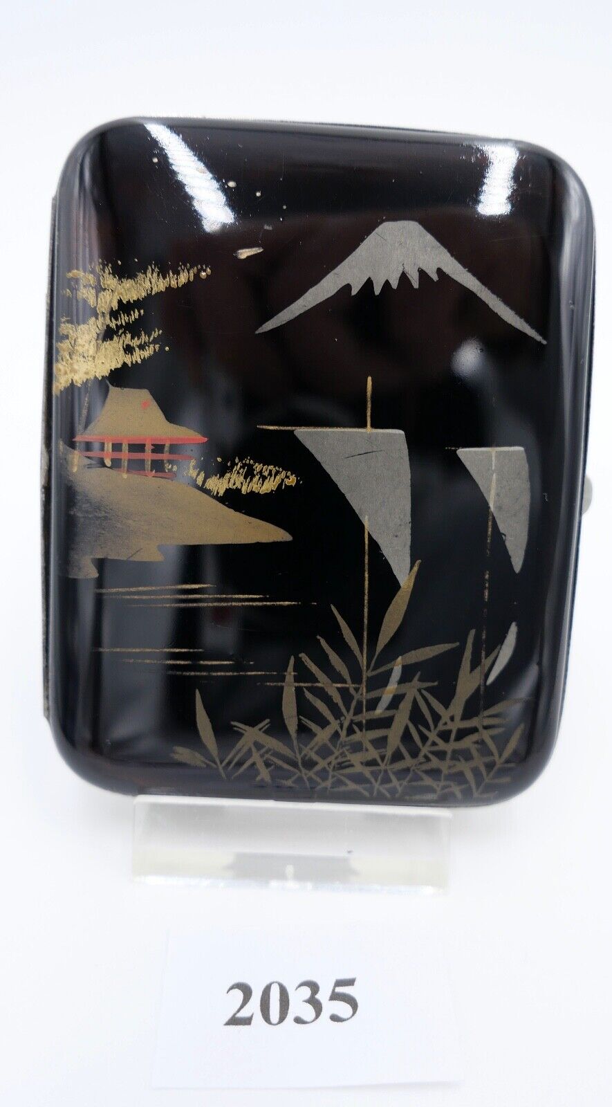 1950er Jahre Zigarettenetui MADE IN JAPAN Fuji im Hintergrund - Antikhandel-Stuttgart