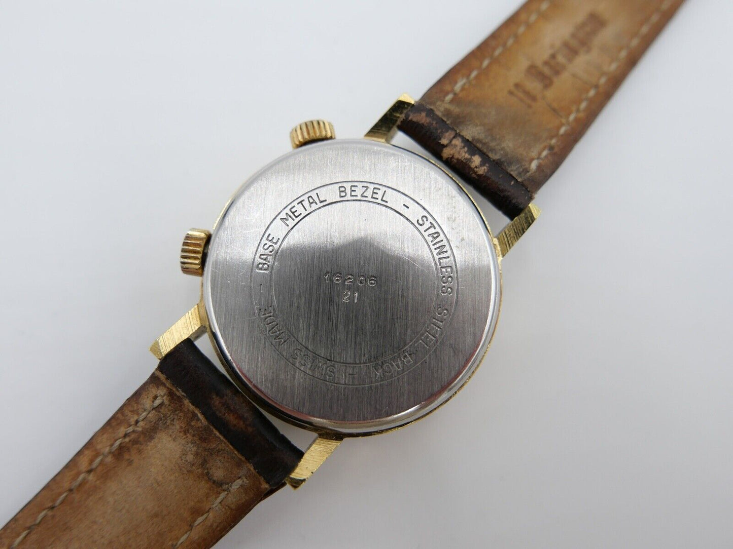 SEARS Mechanical Alarm 1970er Jahre Herrenuhr Handaufzug mit Lederband 16206 - Antikhandel-Stuttgart